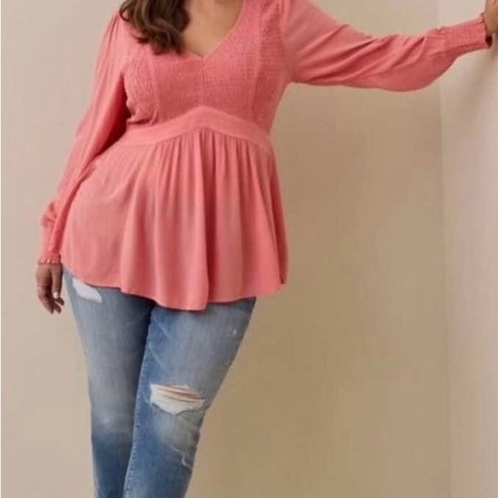 Women's Pink Smocked Top Women's Pink Smocked Top Torrid 4 Babydoll